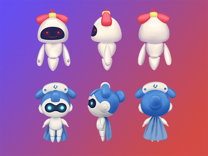 Mascot ancient chinese cute draw mascot paint robot