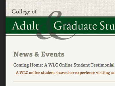 College Of Adult And Grad Studies college headline web site