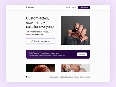 Dream No. 1: Ecrylics Landing Page acrylic nails concept design design landing page nails product design startup ui ux