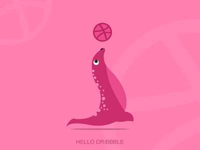 Hello Dribbble dribbble first hello illustration invite lion pink sea shot stroke thanks ui