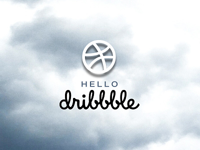 Hello Dribbble! cloud debut design dribbble first shot hello dribbble logo monochromatic