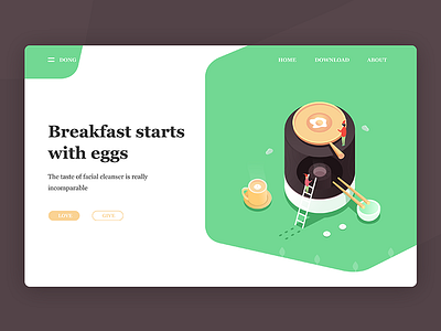 Breakfast apple banking chart clean color home illustration internet isometric payment ui web