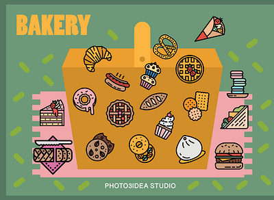 bakery baker bakery design graphic illustrator photo3idea photo3ideastudio picnic