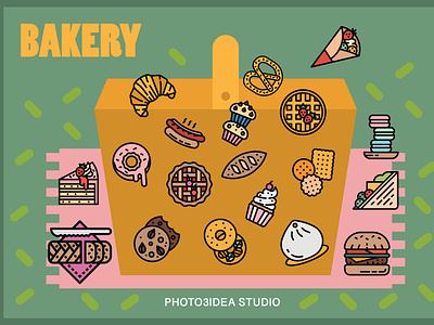 bakery baker bakery design graphic illustrator photo3idea photo3ideastudio picnic