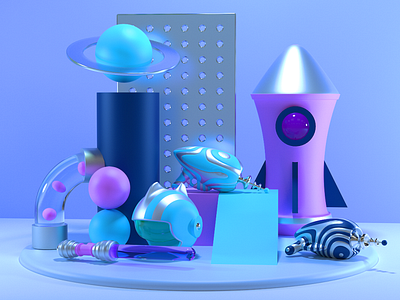 Cotton Candy Space 3d 3d art abstract c4d cinema4d colors geometry illustration shapes space toys