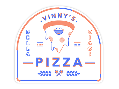 Vinny’s Pizza 2.0 badge design icon illustration pizza sticker stickermule vector