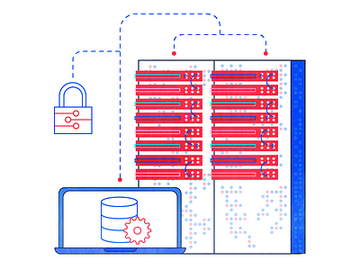 Database Self-Service cloud connectivity data database hosting icons illustration line art security server service