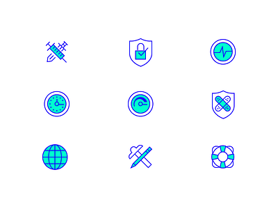 Icon Set 2.0 bandage graphic design icons line art monitor performance security support time ux design ux ui vector