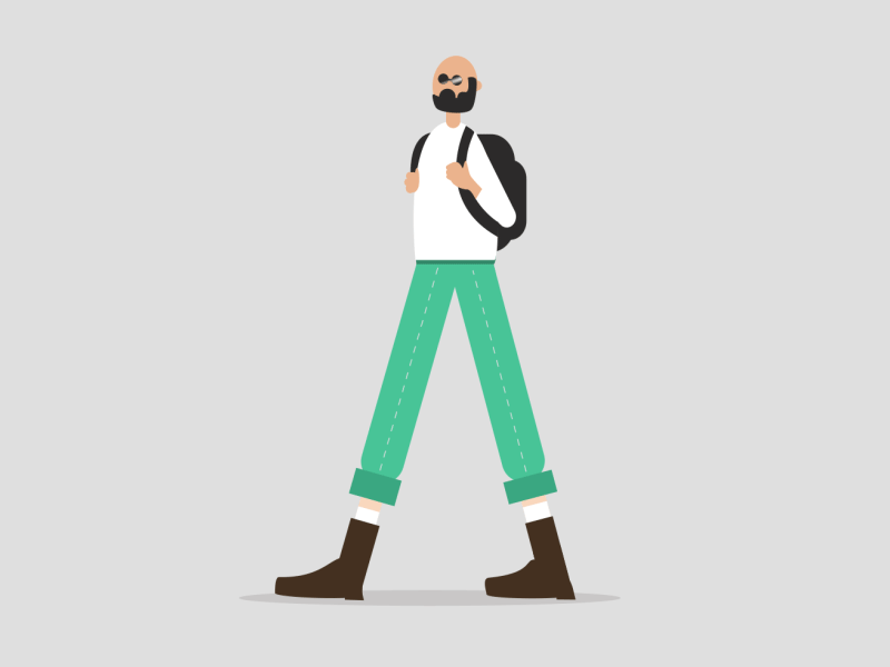 Hipster Safari animation boy character design flat illustration motion people vector walk cycle