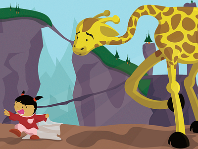 Onwards! animal art fantasy giraffe girl play vector zoo