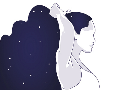 If Atlas were Female blue gradient lighting lineart monotone night person shadow silhouette stars whitespace woman