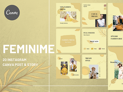 Feminime Yellow Canva Instagram Pack