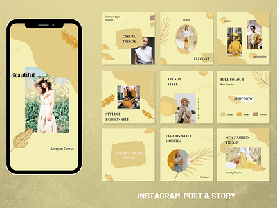 Feminime Yellow Social Media canva Template