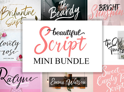 Beautiful Script Fonts Mini Bundle bundle bundles cursive font font bundle font duo signature font