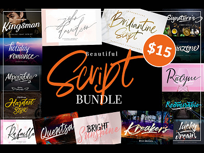 Beautiful Script Bundle bundle calligraphy classy contemporary fashion font handwritten logotype merchandise script sophisticated stylish trendy wedding