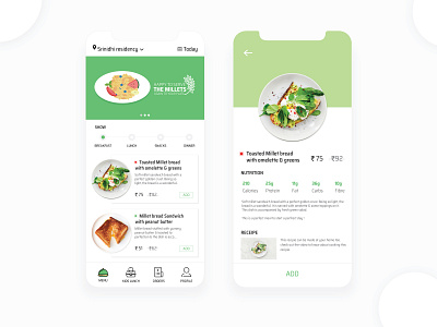MILLFILLS - MILLETS FOOD DELIVERY APP food millets mobile mobile app screen screen design ui ux design