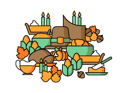 Thanksgiving Spread dailyiconset design graphic holiday icons iconset illustration illustrator thanksgiving web