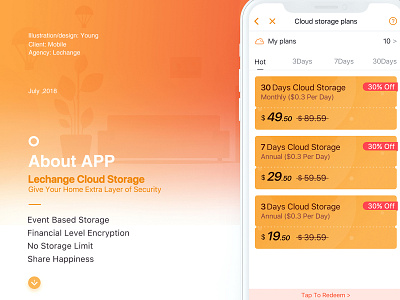 Cloud Storage app illustration orange ui ux