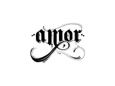 AMOR brush lettering tattoo typography