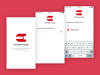 LatviaExchange - Select Location 2d app currency design exchange input location mobile money red ui ux