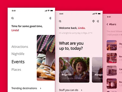 Latvia100 2d app design events input location mobile red tourism travel ui ux