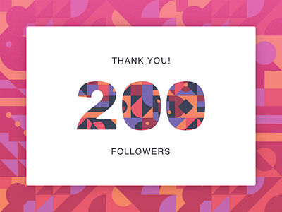 200 Followers! animation app charts clean design dribbble followers illustration logo typography ui vector