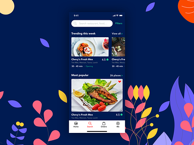 Food app - Home/Discover 2d animation app apps blue clean delivery design discovery food food app illustration landing menu mobile order pizza ui ux web