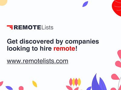 RemoteLists - Get listed for free! 2d analytics animation app clean dashboard design hiring home illustration jobs landing mobile portfolio remote remote work ui ux web
