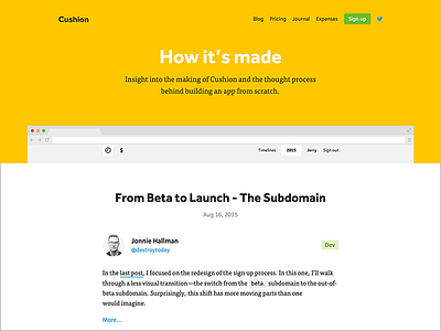 Cushion Journal redesign blog marketing web