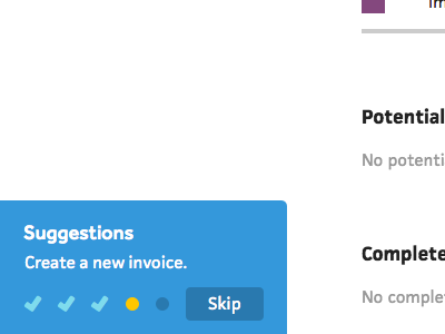 Onboarding Suggestions interface onboarding ui web