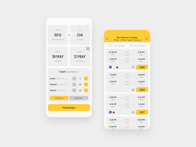 Flights UI – Light Theme