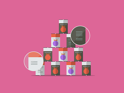 Tracking and Improving Food Habits cans design flat illustrator labels pink tracking