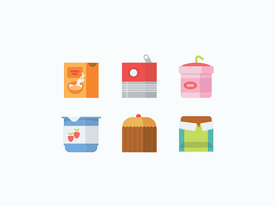 Square Food Icons canned soup cereal energy bar muffin smoothie yogurt