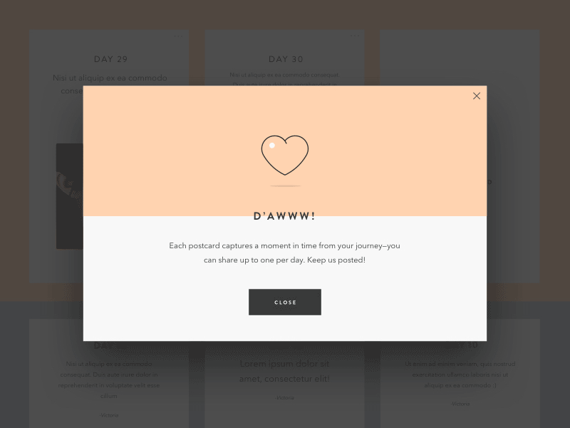 Pop-up animation curology gif heart peach pop up postcards