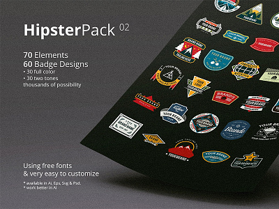 Hipster Pack Bundle 02 badge camp classic hipster label logo patches retro revival signage stickers vintage