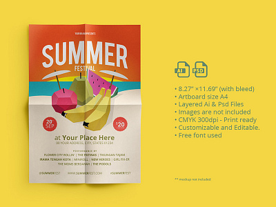 Summer Fest Flyer/ Poster 01 advertising bazzar beach festival flyer leaflet party poster print ad promotion summer sunset