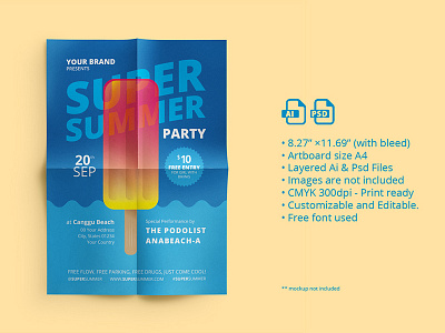 Summer Fest Flyer/ Poster 02 advertising bazzar beach festival flyer leaflet party poster print ad promotion summer sunset