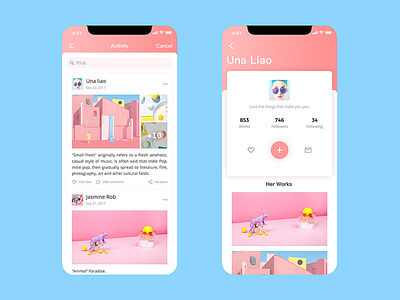 Hello,Dribbble effect interface、iphone ui x、pink、visual