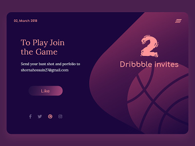 2 Dribbble Invites 2 draft dribble game giveaway invitation invite notification play shot thanks