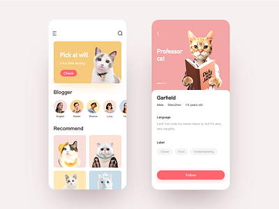 Cat Interface Design animal app cat design interface ui