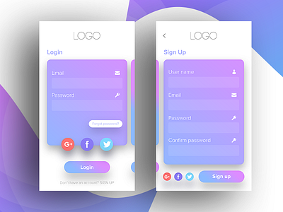 Mobile UI Design color cool creative design gradient login professional signup ui