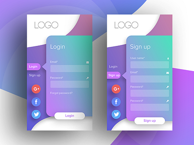 Mobile UI Design color creative design gradient login professional signup ui