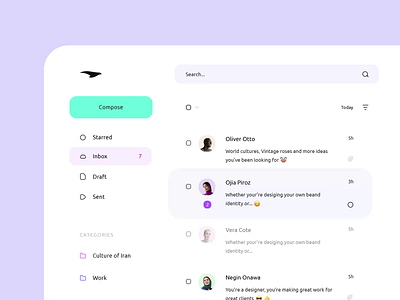 HiMail Mail Client ✉️ art clean client concept dashboard e mail email emoji figma inbox mailbox minimal motion panel pink ui ux web web design website