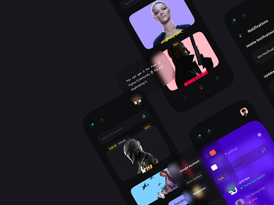 Google Stadia app Redesign 🕹️ amazoon luna app concept cyberpunk dark theme dark ui game gaming glassy icon google hitman minimal mobile mobile design ps5 redesign stadia trendy ui ux