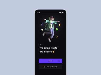 App Onboarding Interaction ae animation app blur character clean dark figma framer google interaction mobile motion onboarding sign in sign up splash screen swipe ui ux