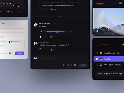 Pop Out Chat button components dark dashboard desktop input interaction mention message minimal modal modals motion profile textbox typing ui users ux web design