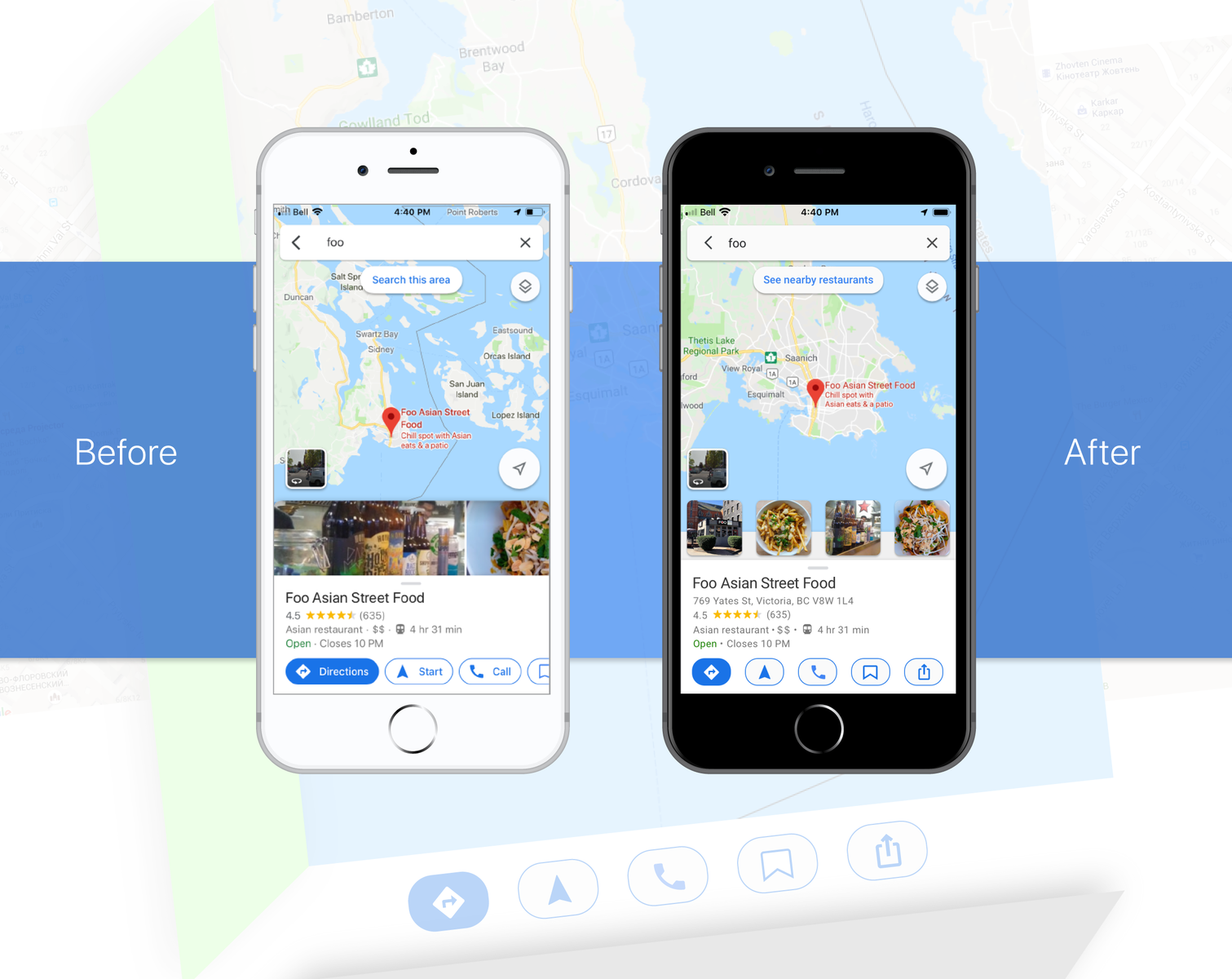 Google Maps - Mini Detail UI Improvements by Design Work Play on Dribbble