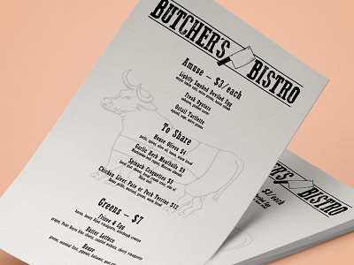 Butcher's Bistro Daily Menu Mockup black black and white butcher chef daily graphic design menu print restaurant simple