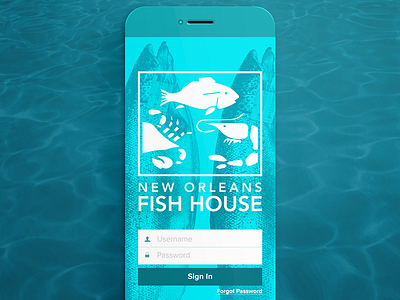 Fish House App Login Screen app branding fish form iphone loading login mobile sign in splash water