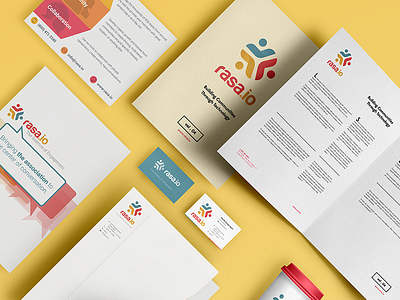 Rasa Printed Branding assorted business card community graphic design logo mockup postcard print stationary